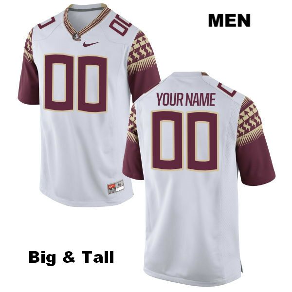 Men's NCAA Nike Florida State Seminoles #00 Custom College Big & Tall White Stitched Authentic Football Jersey QOL0069TW